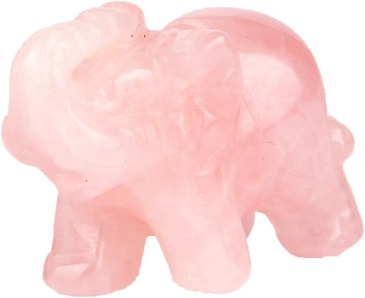 Opal Opalite Elephant Statue - 1.5" Natural Stone Carved Figurine for Chakra Healing