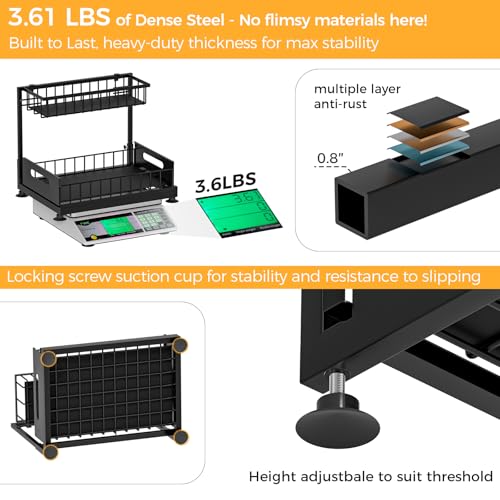 Saydear 2-Pack Black L-Shaped Under Sink Organizer with Pull-Out Drawers