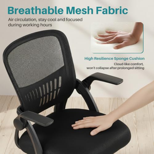 OLIXIS Ergonomic Office Desk Chair - Mid-Back Executive Mesh Chair, Black, 23.8"D