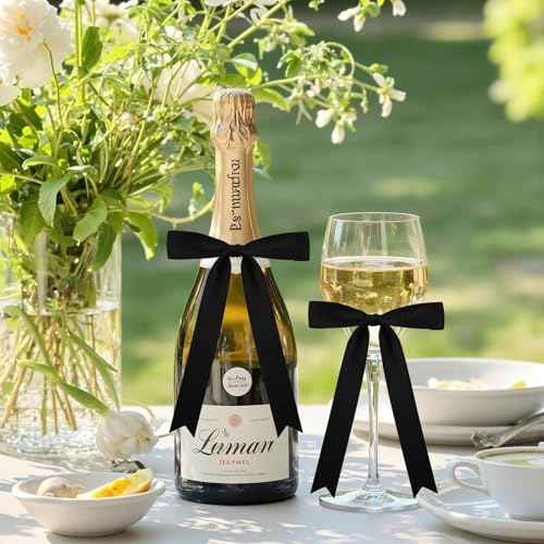 30pcs Ribbon Black Bows for Gift Wrapping 5"¡¿7¡±Gift Bow for Crafts, Twist Tie Bows,Black Bow Decor,Bows for Crafts,Dating,Wedding,Christmas,Birthday Bow Decor (1in Wide)