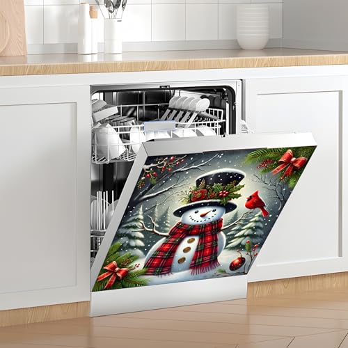 Snowman Magnetic Dishwasher Cover - 23x26in Decorative Refrigerator Magnet Sticker BVBOX