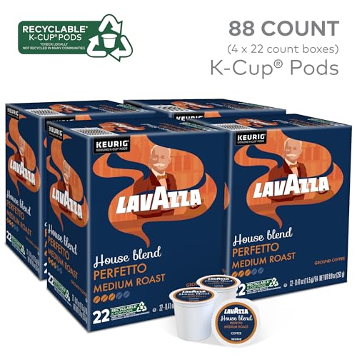 Lavazza House Blend Perfetto Coffee Pods - 22 Count Pack of 4, Medium Roast, Keurig Compatible