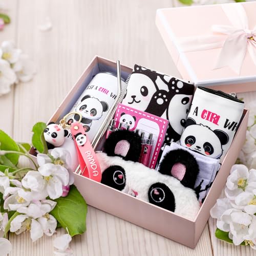 Wonderjune Panda Gift Set for Girls Teens - Christmas Gift with Tote, Cup, Socks & More