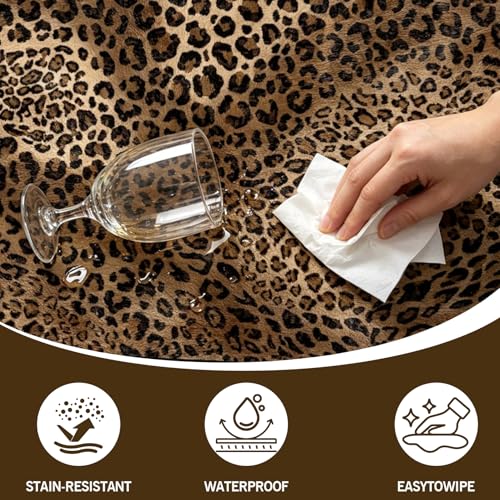 Leopard Rug 5x7 ft - Soft Faux Wool Non-Slip Cheetah Print Area Rug for Bedroom & Living Room - Brown Animal Print, Safari Style