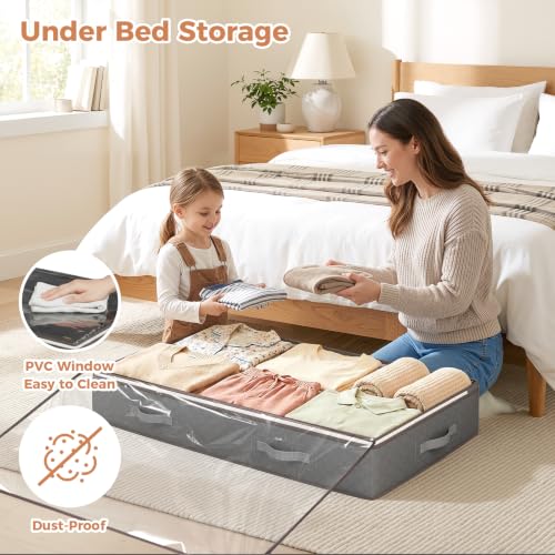 Budding Joy 95L Under Bed Storage Containers, 6 Pack Bins, Grey