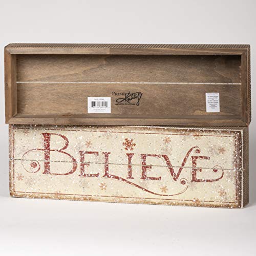 Vintage-Inspired Nordic Box Sign Believe 15.5 x 5-Inches, Primitives by Kathy