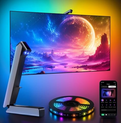 LAVON 14.8FT RGB LED Backlight for 55-65 Inch TVs, Screen Sync Lights, Dual-Camera Color Capture