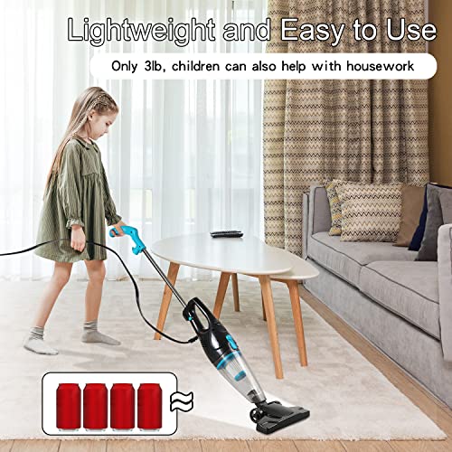 Intercleaner Corded Stick Vacuum Cleaner - Black 12-in-1 Lightweight Carpet & Hard Floor, 15KPa Suction