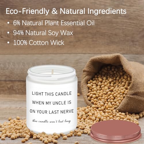 Funny Lavender Scented Candle for Aunt - Light This When My Uncle Is On Your Last Nerve - Gift Idea for Mothers Day, Birthday, Christmas, Wedding