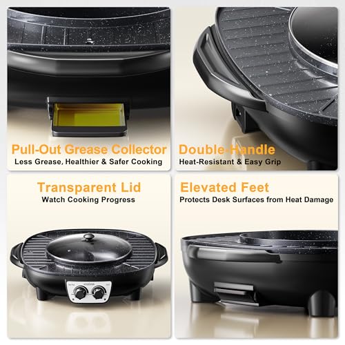 Stariver 2-in-1 Hot Pot & Grill Electric Cooker - Korean BBQ & Shabu Shabu