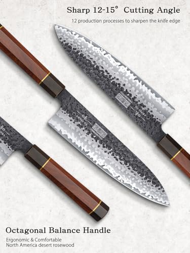 HOSHANHO 3-Piece Chef & Santoku Knife Set - High Carbon Steel Kitchen Knives