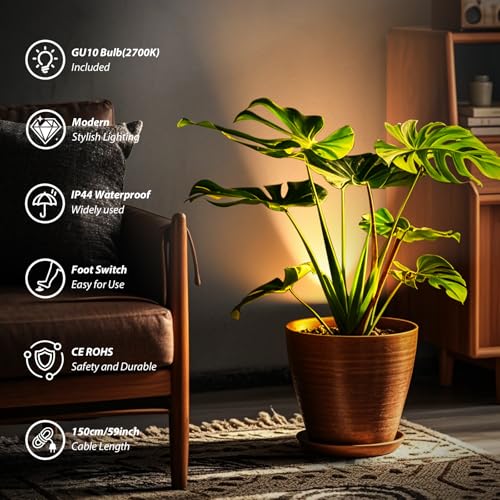 Black 2 Pack Indoor Floor Uplights with 7W GU10 Bulbs - Warm White 2700K