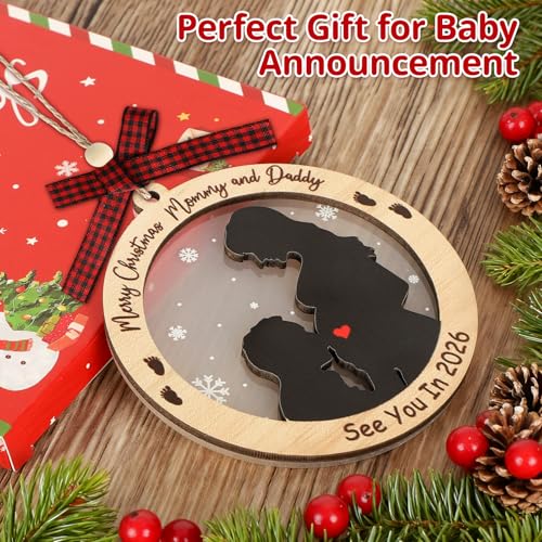 See You in 2026 Pregnancy Ornament (Pregnancy02) – Wooden Christmas Baby Announcement Gift