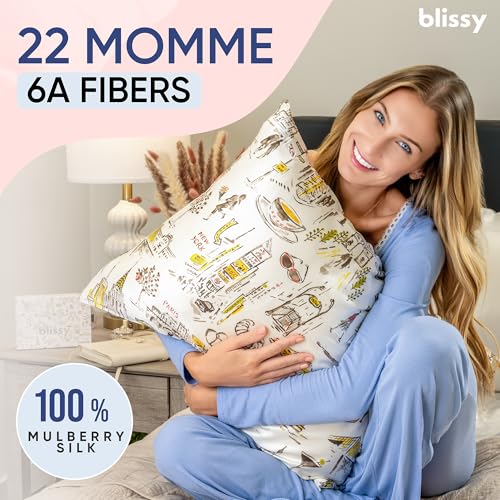 Silk Pillowcase 100% Mulberry Silk Queen & King Size - Nicole Miller NY to Paris Variation