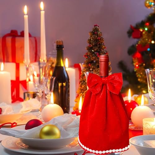 Red Velvet Wine Bottle Cover for Christmas Valentine's Day Party Decor