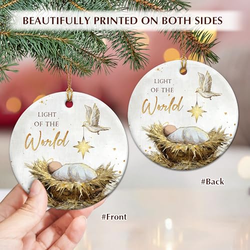 Nativity Christmas Ornament Set – Ceramic Nativity Scene for Christmas Tree, 2.87 inch