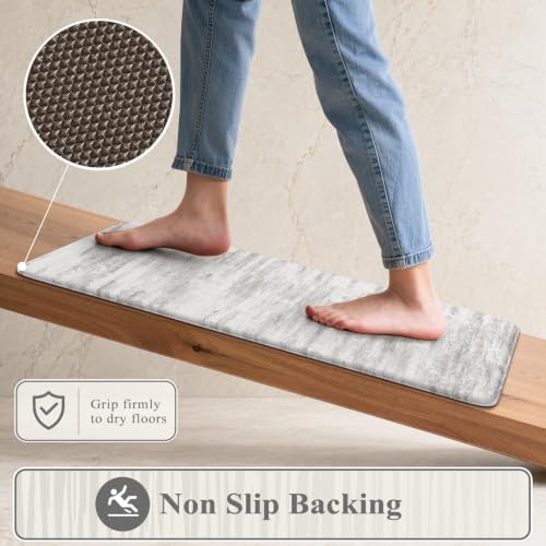 Anti-Fatigue Kitchen Mat Set 17.3 x 47 & 17.3 x 29 Inches Grey Multi Farmhouse Style
