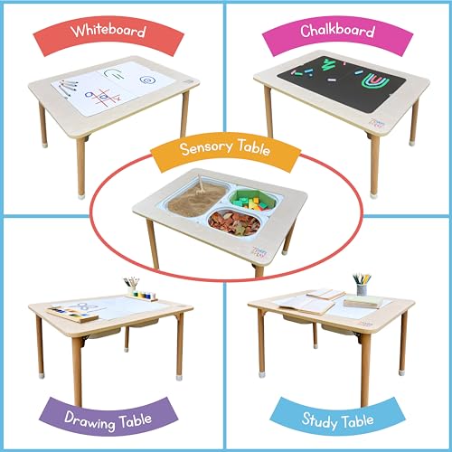 Sensory Play Activity Table with Foldable Legs, Bins & Lid – Toddlers & Kids