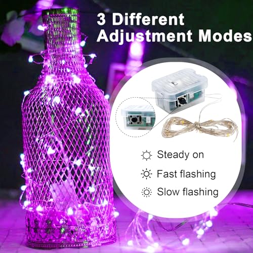 Pozzolanas 8 Pack Pink Fairy String Lights Waterproof 7ft 20 LEDs with 3 Modes for Wedding Holiday Decor
