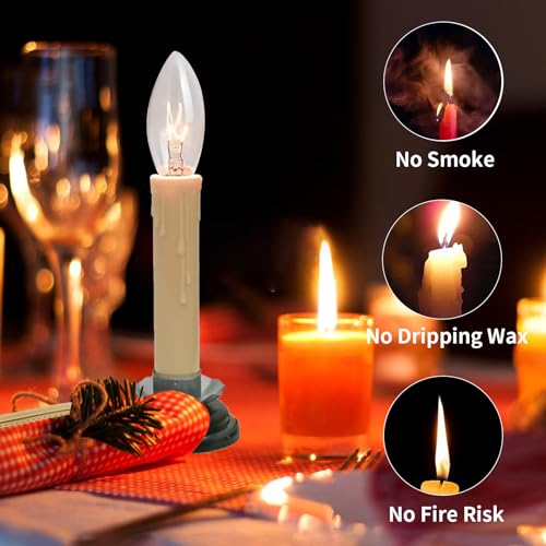 4 Pack Christmas Window Candles with On/Off Switch, 5 Inch Plug-in Warm White Electric Candles for Indoor Holiday Home Decor