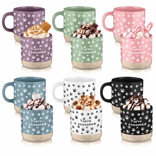 Meanplan 12 Pcs You're Pawsome Vet Tech Gift Mugs 13 oz - Colorful Set