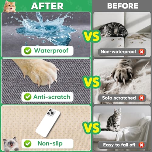 Cat Scratch Proof Sofa Cover Waterproof Furniture Protector Grey 134x71