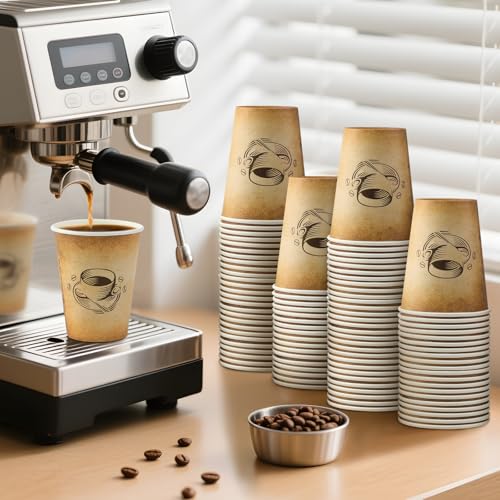 Disposable Paper Coffee Cups 12oz Retro Design 300 Pack - Clawsoff