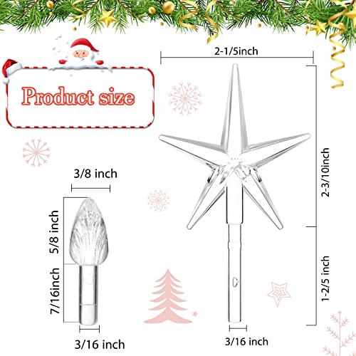 Boao 100pcs Transparent Ceramic Christmas Tree Bulbs & 5 Star Replacement Plastic Bulbs (4.7mm Diameter)