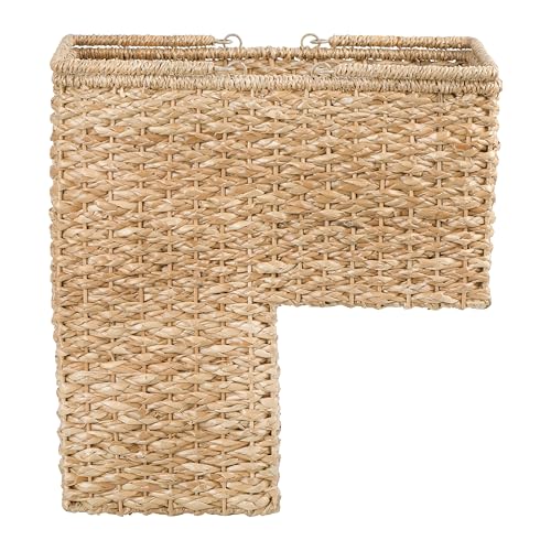 Natural Woven Rope Stair Basket with Handles - Home Decor Storage