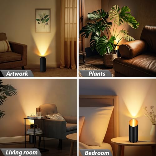 Black 2 Pack Indoor Floor Uplights with 7W GU10 Bulbs - Warm White 2700K