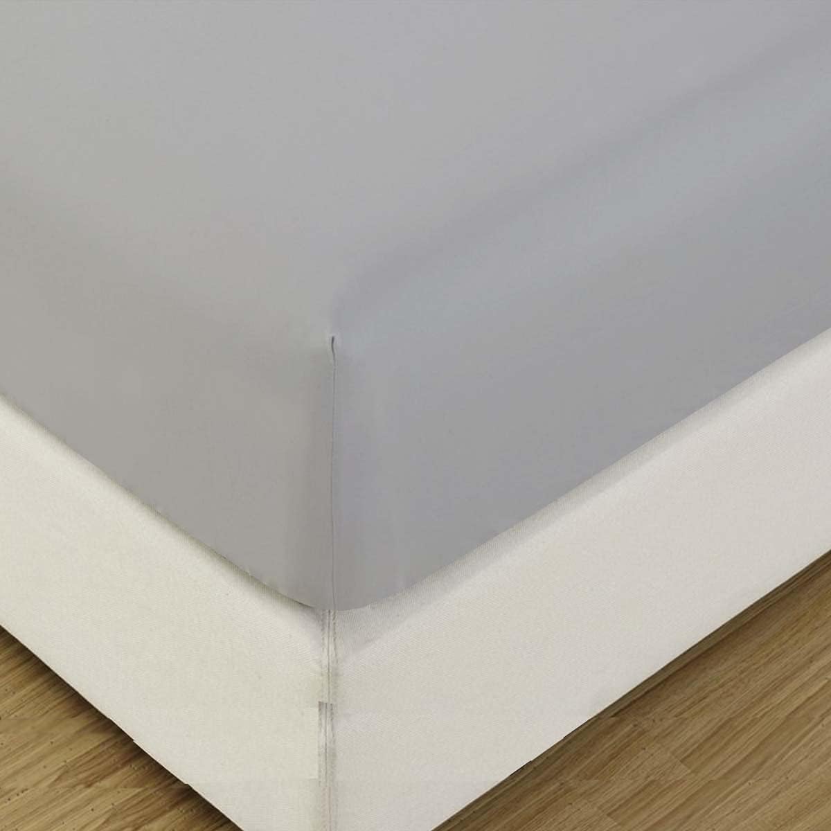 Flex Top King Fitted Sheets for Sleep Number Bed - Half Split King Fitted Sheet, 34" Split, Fits Up to 15" Deep Mattress - Light Grey