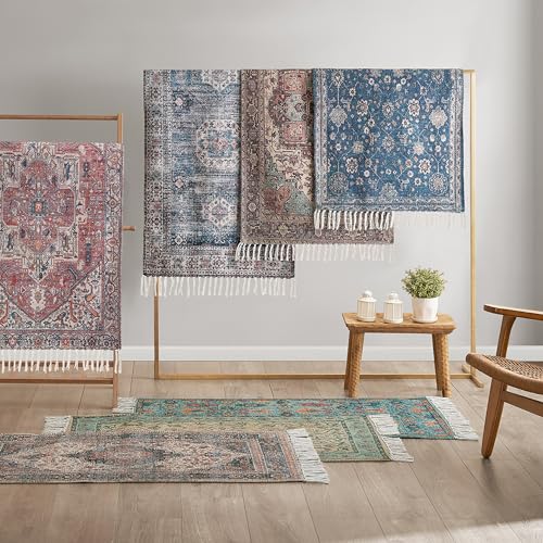 Jessica Simpson Chenille Peregrine Fringe Rug - Skid-Resistnat & Washable Runner Rug 2 Piece Set - 26" x 51"/26" x 66"