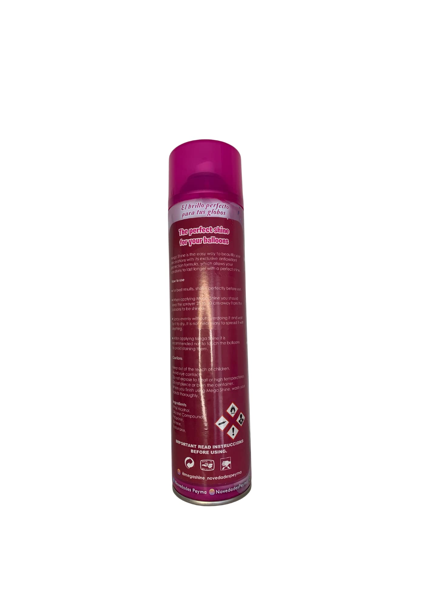 Novedades Peyma-Mega Shine, 570 ml, THE ONLY AEROSOL BALLOON POLISHER that doesn't need towels or gloves to shine and dry
