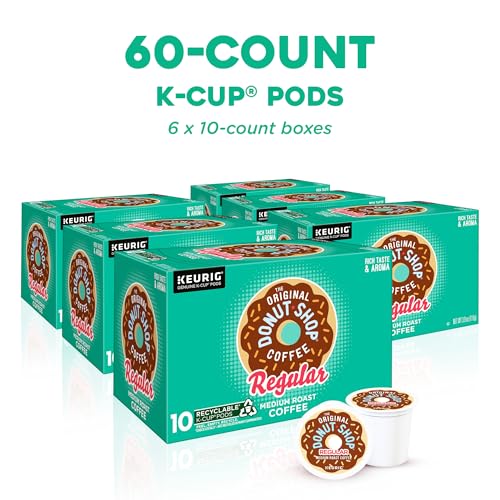 The Original Donut Shop Regular Coffee K-Cup Pods - Unflavored, 10 Count Pack of 6