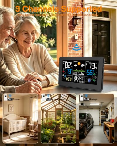 Wireless Indoor Outdoor Weather Station with Color Display & Atomic Clock