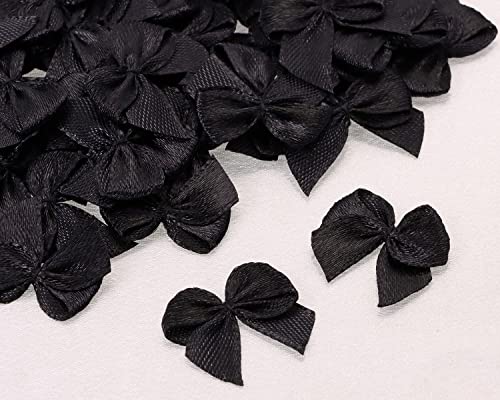 Shapenty Black Mini Satin Ribbon Bows 2.5cm for Crafts & Decorations, 60PCS