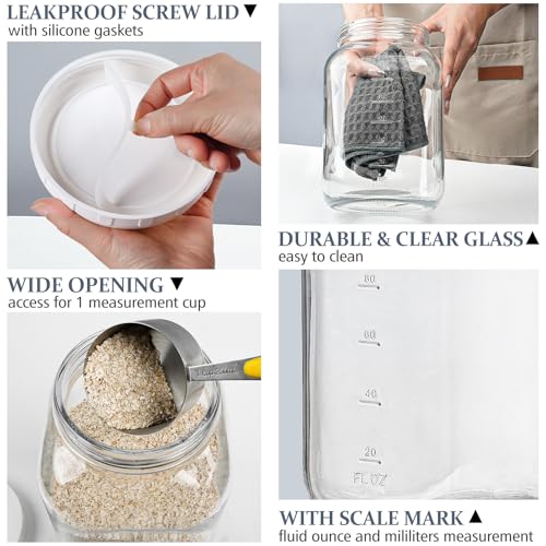 Folinstall 1 Gallon Glass Mason Jar with Lid - Large Wide Mouth Storage Container