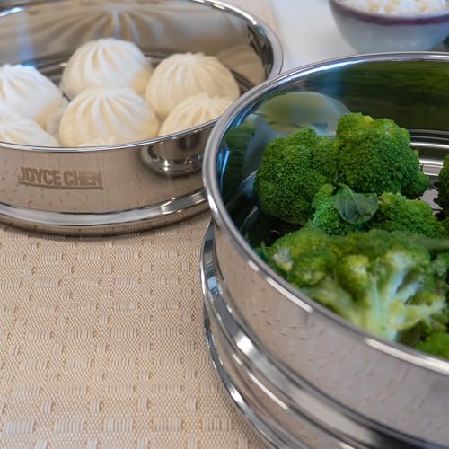 Joyce Chen 10-Inch Stainless Steel Two-Tier Steamer with Glass Lid & Wok Adapter Ring