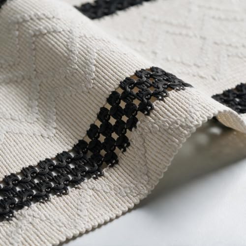Artoid Mode Black Stripe Woven Rustic Table Runner 12x72 Inch