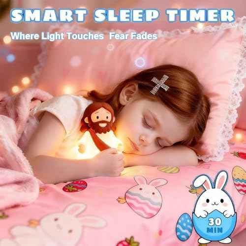 Jesus Night Light Rechargeable Bedside Night Light Dimmable Silicone LED Light Ideal for Religious Gatherings, Gifts for Sunday School, Baptism Presents, Easter Egg Decorations (red)