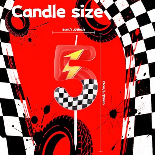 Red Racing 2 Birthday Candles,2nd Birthday Decorations for Boy Girl,Red Number 2 Candle for Cake,Hot Cartoon Anime Cars Cake Toppers for Racing Cars Themed Party Decorations Supplies