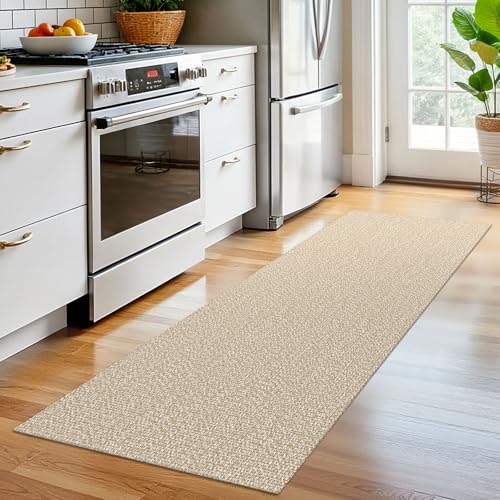 Earthall Washable 2x6 Ft Beige Runner Rug Non Slip Indoor Floor Carpet Entryway Hallway