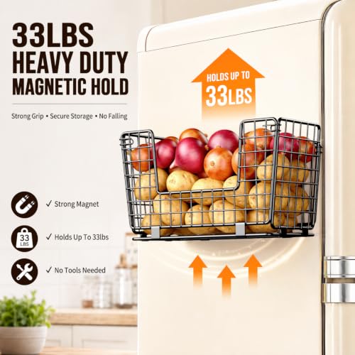 Magnetic Fridge Shelf Organizer 3 Pack Black - Fruit & Vegetable Storage