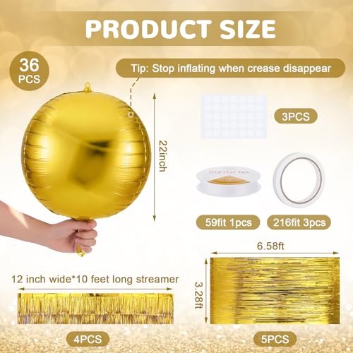 Chitidr 52 Pcs Christmas Balloon Decoration Set Gold Round Party Kit