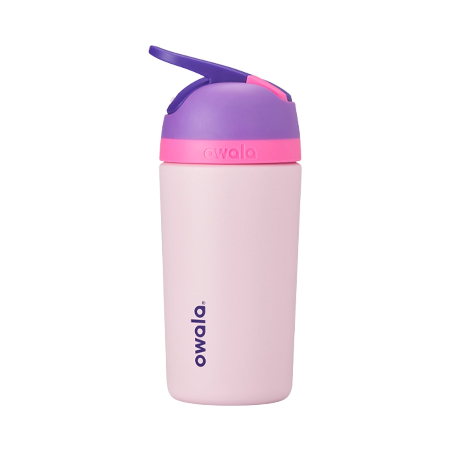 Owala Kids Flip Insulated Stainless-Steel Water Bottle with Straw and Locking Lid, 14-Ounce, Purple/Pink (Bunny Business)