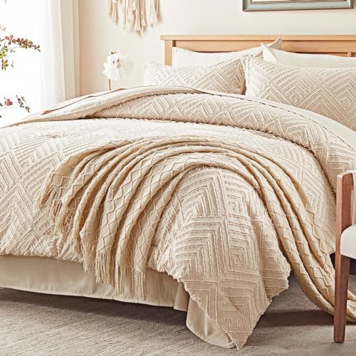 King Size Comforter Set 7 Piece Beige Bed in a Bag - King Variation