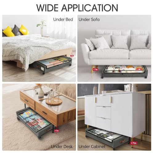 Yecaye Under Bed Storage with Wheels, 2Pack Containers, Underbed Shoe