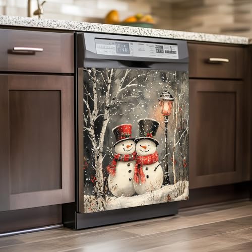 Magnetic Dishwasher Door Cover Snowman Cardial Winter Decal 23x26 in