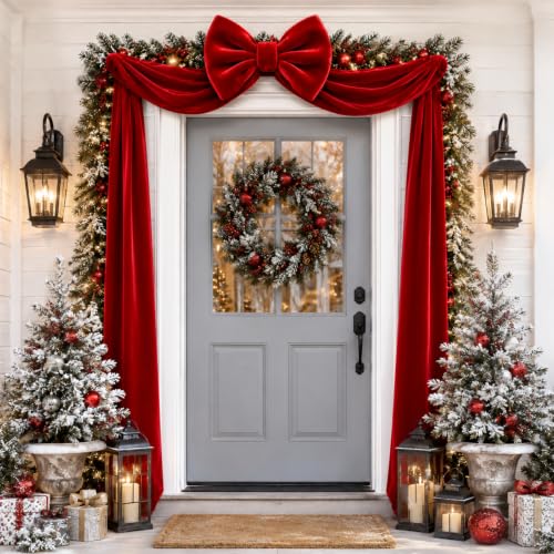 DULEFUN 16x79 Inch Christmas Red Velvet Large Bow Tree Topper - Variant 79In Red