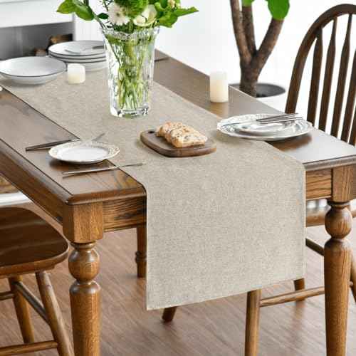 Artoid Mode Light Brown Table Runner, Seasonal Fall Washable Kitchen Dining Table Decoration for Home Party Decor 13x72 Inch